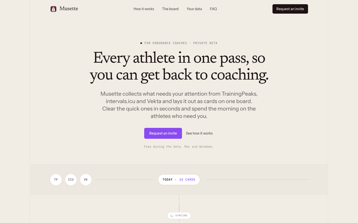 Musette: A planning board for endurance coaches.